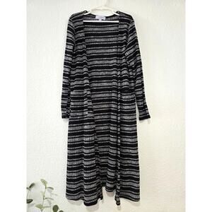 LuLaRoe Sariah Girls Cardigan Size 12  Black & Grey Stripes Long Sleeve Layering